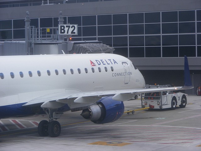 delta plane standing near terminal