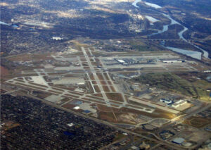 aerial view of an airport