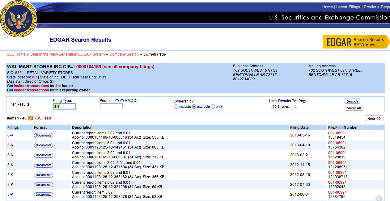 8k Filing