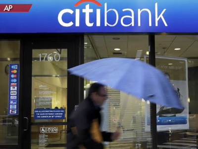 citibank branch in the rain