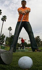 golfer shot from the ball's point of view 