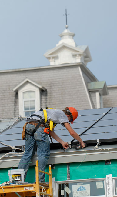 Real Estate business beat basics  Worker on roof and church steeple