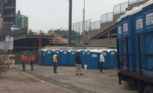 Bleacher Nation captured the portable lavatories arriving at Wrigley Field. 