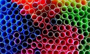 multi-colored plastic straws