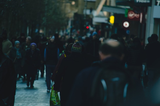 People walking home in the dark