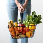Shopping basket filled with vegetables