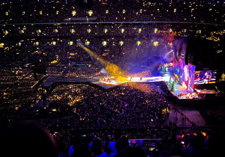 Large arena filled with concert attendees